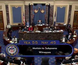 epa09009813 A screen grab from a live broadcast by the Senate TV showing  the tally of votes on the Motion to Subpoena Witnesses during the second impeachment trial of former US president Trump at the Senate in Washington, DC, USA, 13 February 2021. An impeachment trial against former US president Trump is held on the charge of incitement of insurrection for his role in 06 January violent attack on the US Capitol.  EPA/SENATE TELEVSION HANDOUT  HANDOUT EDITORIAL USE ONLY/NO SALES