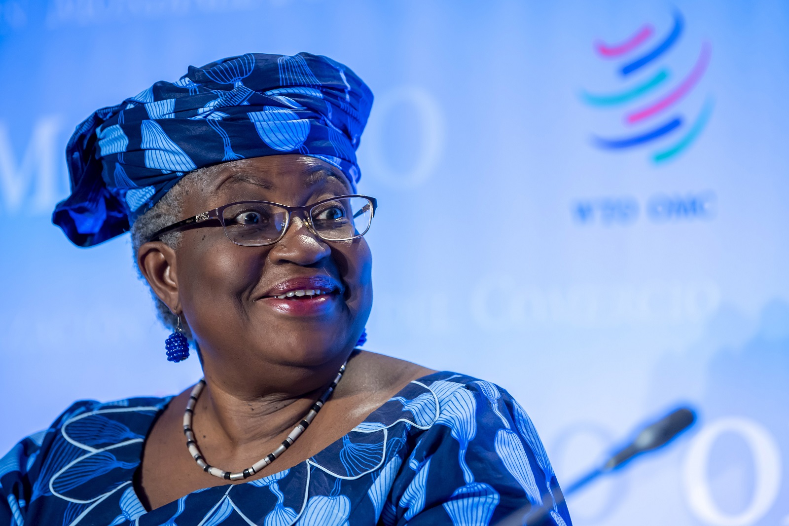 epa09014563 (FILE) Ngozi Okonjo-Iweala from Nigeria attends the press conferences of candidates for the WTO Director-General selection process, at the headquarters of the World Trade Organization (WTO), in Geneva, Switzerland, 15 July 2020 (reissued 15 February 2021). Ngozi Okonjo-Iweala became WTO Director General succeeding Roberto Azevedo, the organisation announced on 15 February 2021.  EPA/MARTIAL TREZZINI