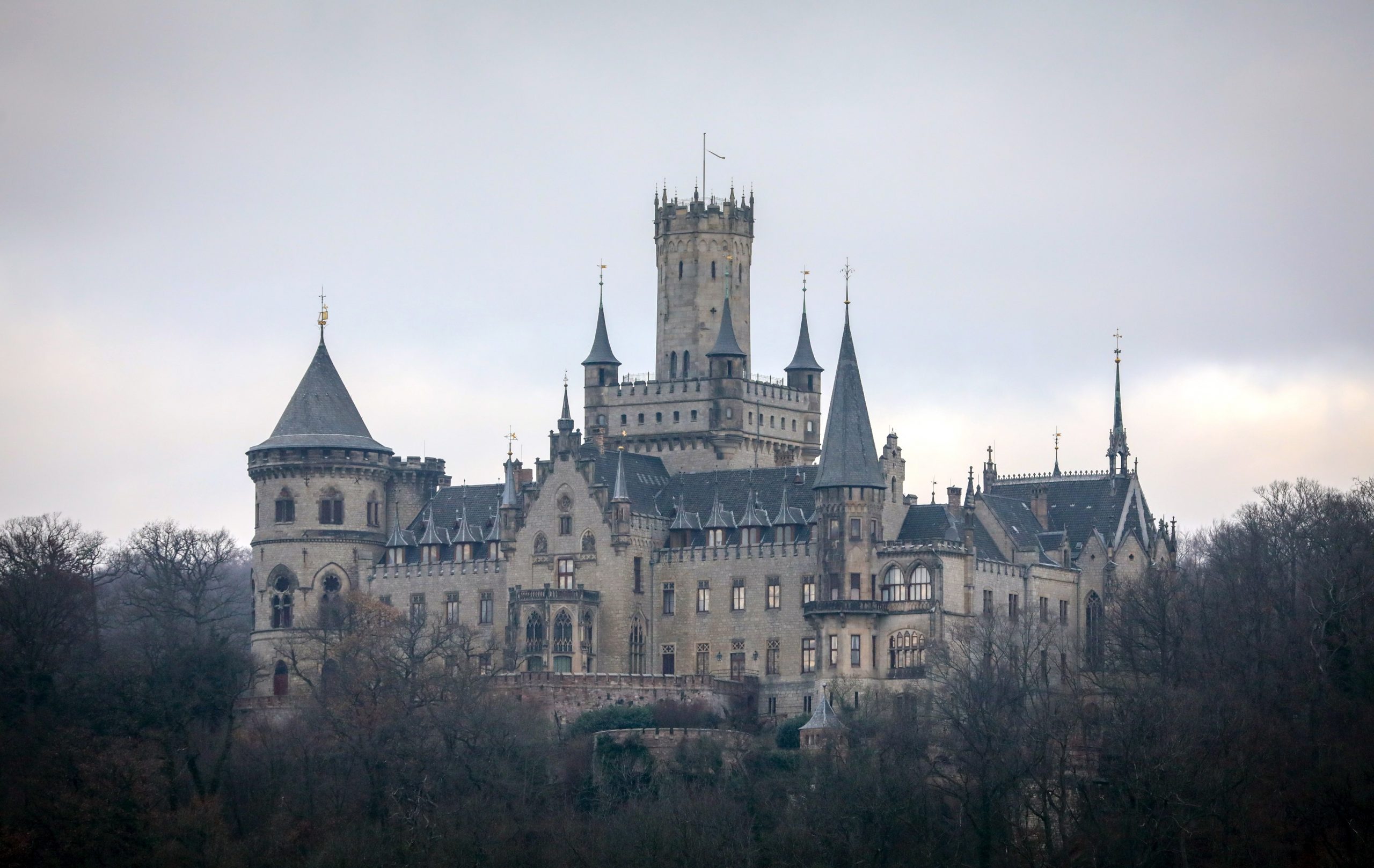 epa09016419 (FILE) - A view of Marienburg castle near Pattensen, northern Germany, 29 December 2018 (reissued 16 February 2021). Prince Ernst August of Hanover is suing his son, Hereditary Prince Ernst-August of Hanover, for the return of ownership of Marienburg Castle and other properties, the Hanover Regional Court said on 16 February 2021. The lawsuit, which has now been served, also demands the return of the Calenberg estate in the Pattensen-Schulenburg municipality as well as the Princely House of Herrenhausen in Hanover to his father.  EPA/FOCKE STRANGMANN *** Local Caption *** 54864843