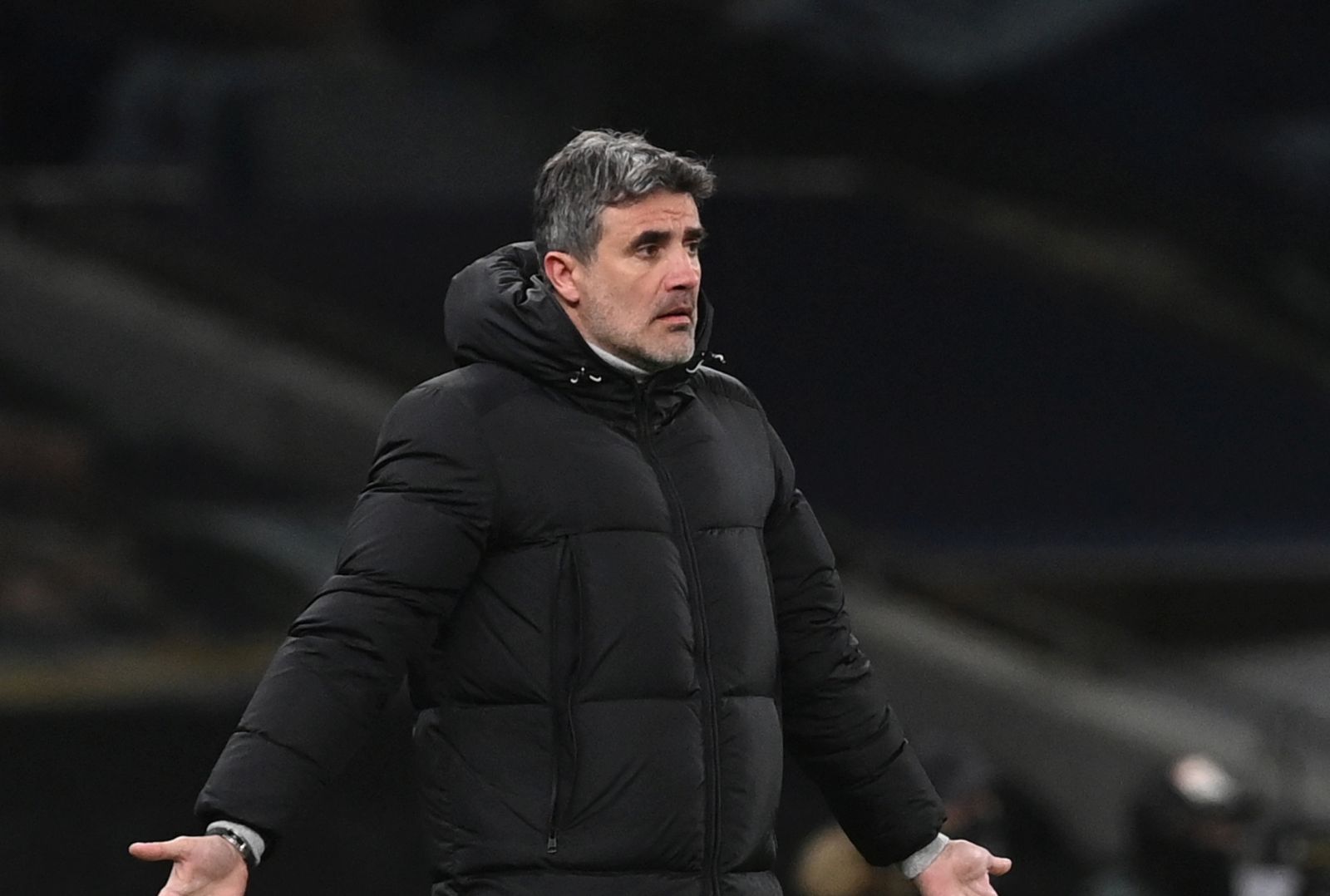 epa09068723 Dinamo head coach Zoran Mamic reacts during the UEFA Europa League round of 16, first leg soccer match between Tottenham Hotspur and Dinamo Zagreb in London, Britain, 11 March 2021.  EPA/Neil Hall / POOL