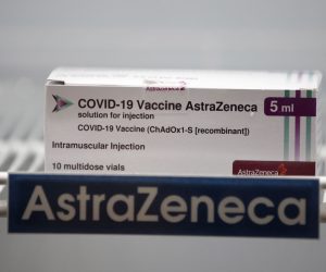 epa09069145 A box of vaccine against COVID-19 developed by AstraZeneca is displayed in storage inside a pharmaceutical refrigerator after the cancelation and postponement of the vaccinate event for the Prime Minister and cabinet ministers due to reports of side effect, at Bamrasnaradura Infectious Diseases Institute in Nonthaburi province, Thailand, 12 March 2021. Thai Prime Minister and his cabinet ministers abruptly postponed their vaccination against COVID-19 with AstraZeneca vaccine due to the reports on blood clots after inoculation.  EPA/RUNGROJ YONGRIT