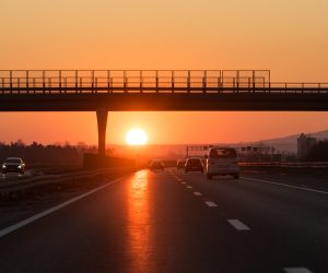 02.03.2021., Zagreb - Zalazak sunca na autocesti. Photo: Bruno Fantulin/PIXSELL