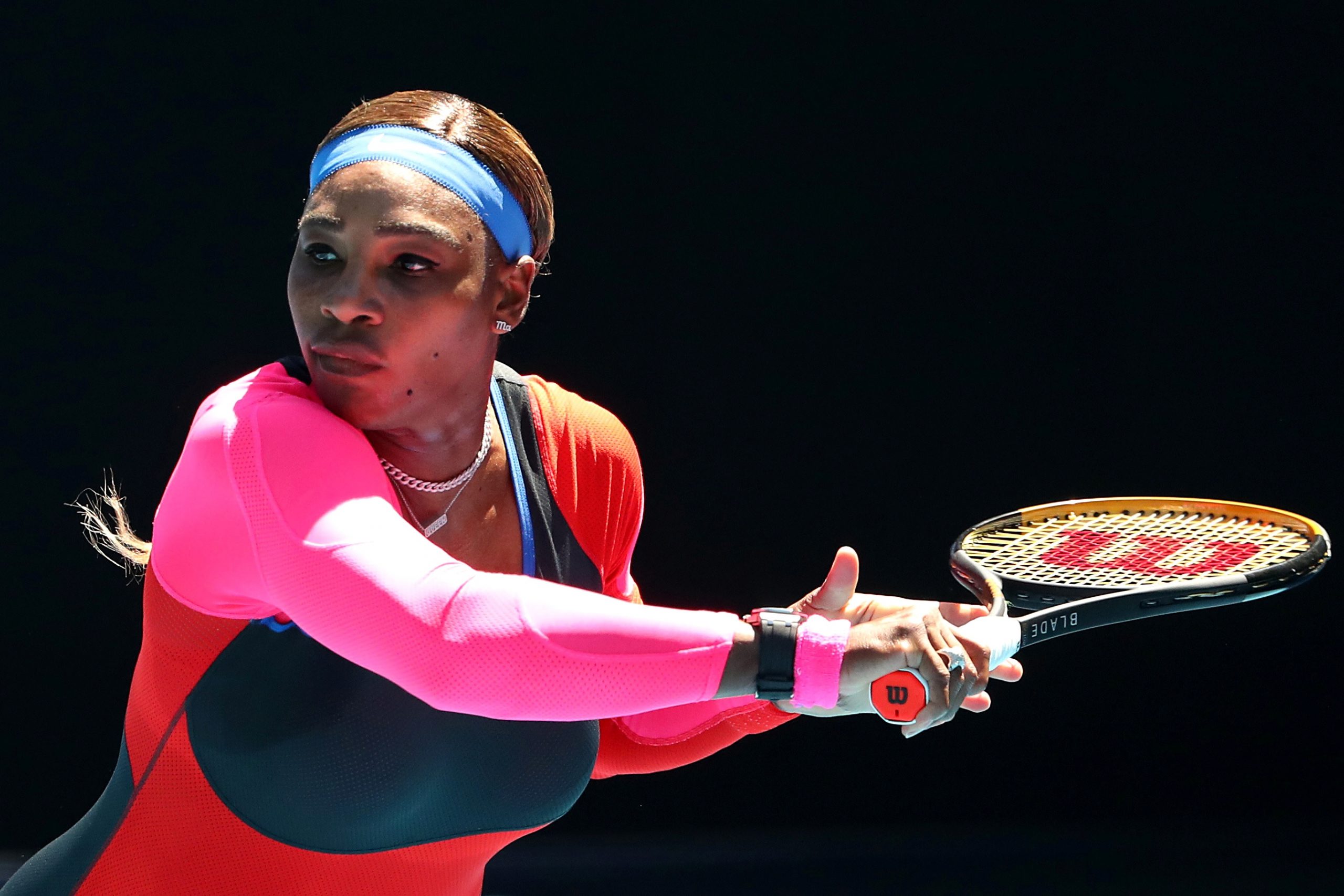 FILE PHOTO: Australian Open FILE PHOTO: Tennis - Australian Open - Melbourne Park, Melbourne, Australia, February 18, 2021 Serena Williams of the U.S. in action during her semi final match against Japan's Naomi Osaka REUTERS/Kelly Defina/File Photo KELLY DEFINA
