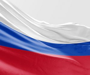 Isolated Russian Flag waving 3d Realistic fabric