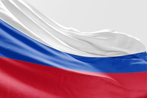 Isolated Russian Flag waving 3d Realistic fabric
