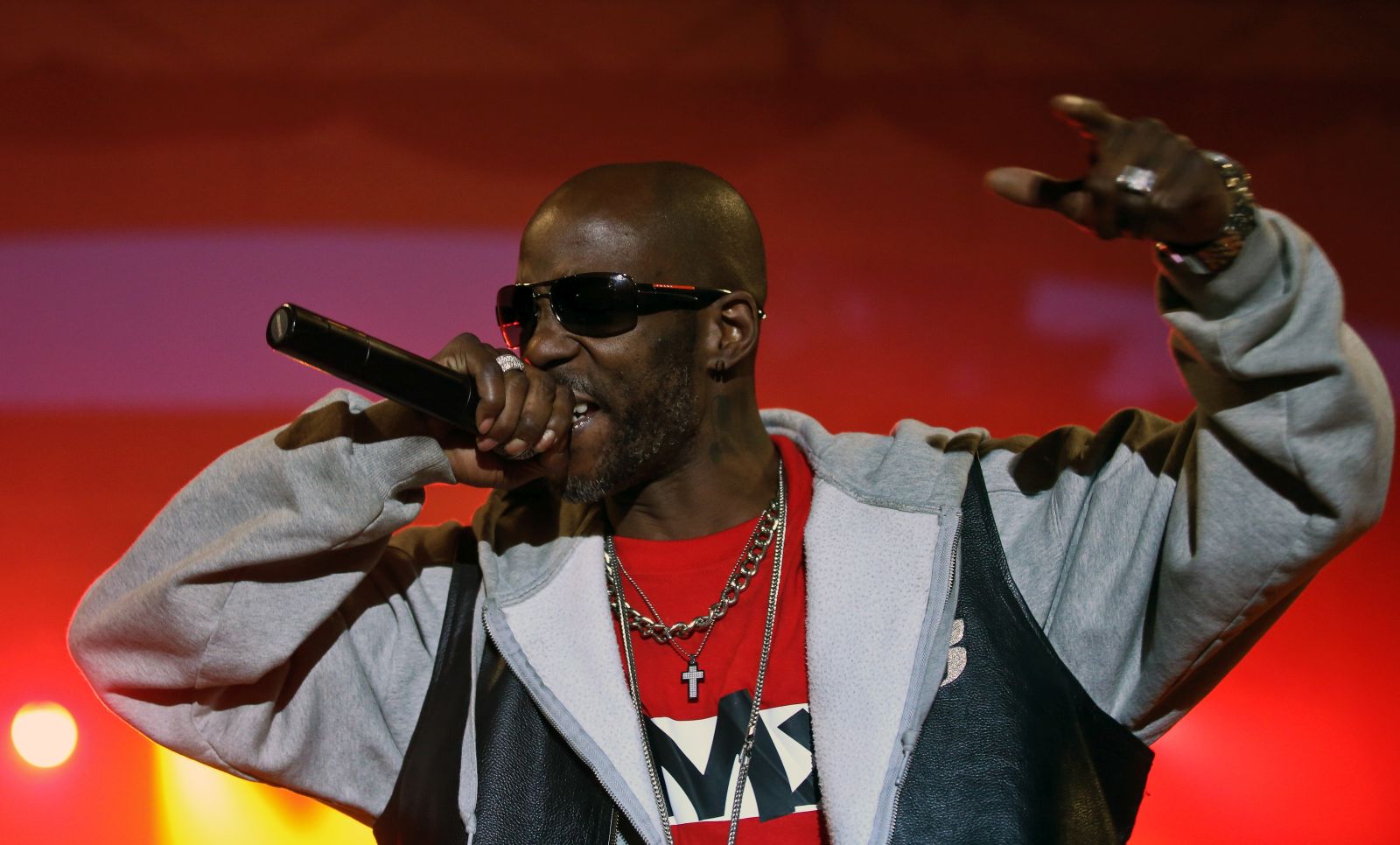 epa09114255 (FILE) - US rapper and actor DMX (Earl Simmons) performs on stage during his concert at Warsaw Challenge 2014 in Sowinski Park, Warsaw, Poland, 11 May 2014 (reissued 03 April 2021). According to media reports US rapper DMX was hospitalized late 02 April 2021 in a critical state.  EPA/RAFAL GUZ POLAND OUT *** Local Caption *** 51362124