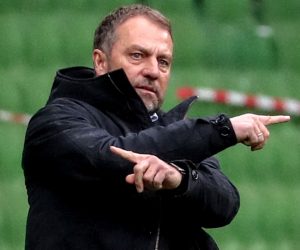 epa09141885 (FILE) Bayern's head coach Hansi Flick gestures during the German Bundesliga soccer match between Werder Bremen and Bayern Muenchen in Bremen, Germany, 13 March 2021 (reissued on 17 April 2021). 56-year-old FC Bayern Munich manager Hansi Flick is set to leave the club this summer, he announced on 17 April 2021, following the 3-2 win in the German Bundesliga match against Wolfsburg.  EPA/FOCKE STRANGMANN / POOL CONDITIONS - ATTENTION: The DFL regulations prohibit any use of photographs as image sequences and/or quasi-video. *** Local Caption *** 56760379