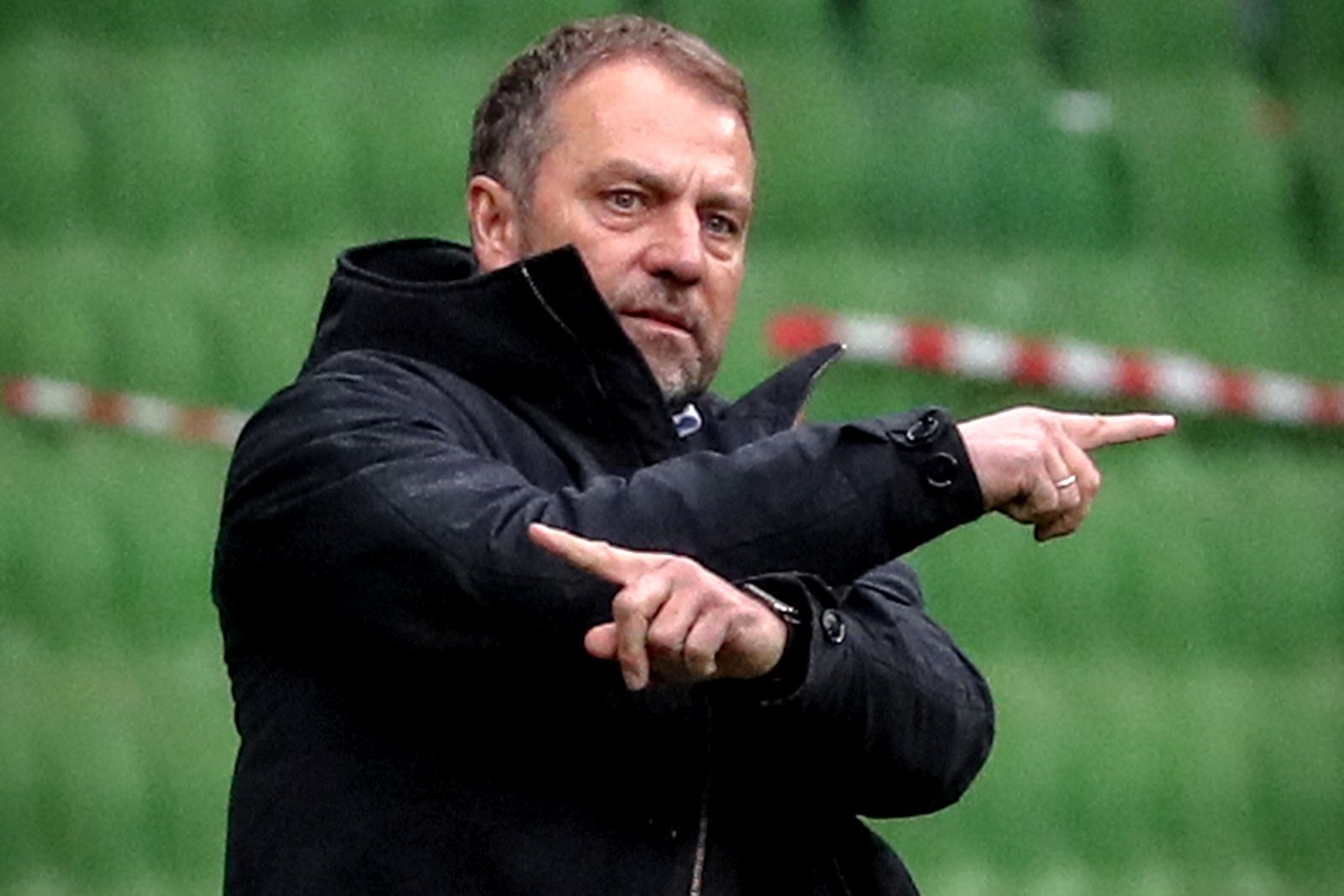 epa09141885 (FILE) Bayern's head coach Hansi Flick gestures during the German Bundesliga soccer match between Werder Bremen and Bayern Muenchen in Bremen, Germany, 13 March 2021 (reissued on 17 April 2021). 56-year-old FC Bayern Munich manager Hansi Flick is set to leave the club this summer, he announced on 17 April 2021, following the 3-2 win in the German Bundesliga match against Wolfsburg.  EPA/FOCKE STRANGMANN / POOL CONDITIONS - ATTENTION: The DFL regulations prohibit any use of photographs as image sequences and/or quasi-video. *** Local Caption *** 56760379