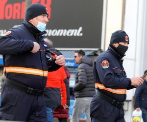 23.03.2021., Rijeka - Pripadnici Civilne zastite u patroli centrom grada.
Photo: Goran Kovacic/PIXSELL