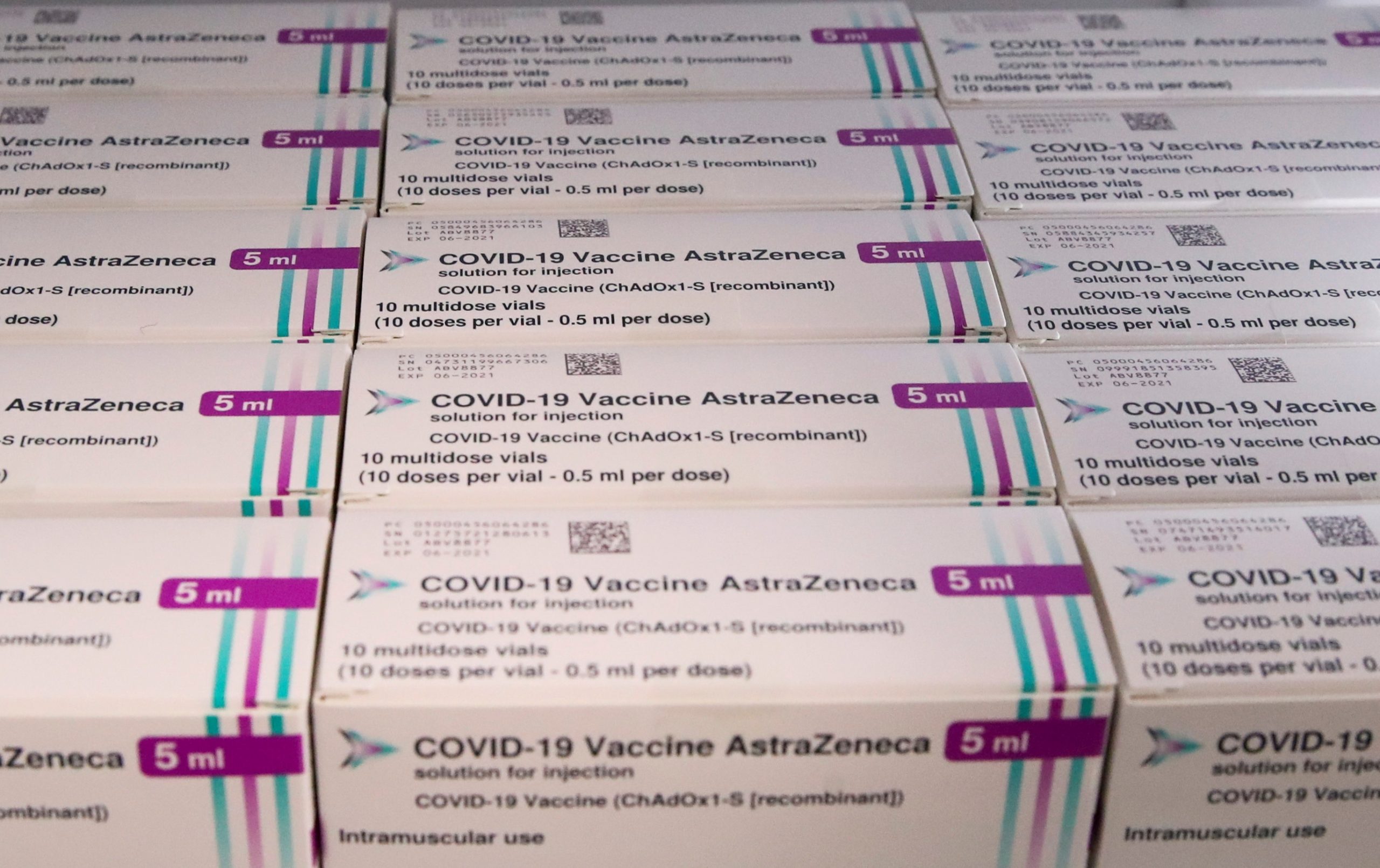FILE PHOTO: AstraZeneca COVID-19 vaccine is seen at a vaccination center in Ronquieres FILE PHOTO: Boxes of AstraZeneca COVID-19 vaccine are seen at a vaccination center, amid the coronavirus disease outbreak, in Ronquieres, Belgium April 6, 2021. REUTERS/Yves Herman/File Photo Yves Herman