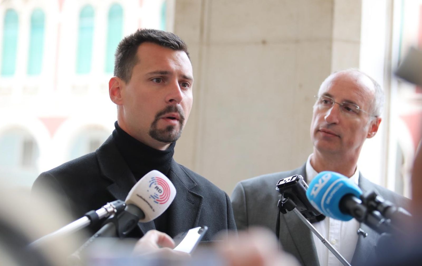 06.04.2021., Split - Ivica Puljak i Bojan Ivosevic na konferenciji za
medije najavili zajednicki izlazak na izbore. Photo: Ivo Cagalj/PIXSELL