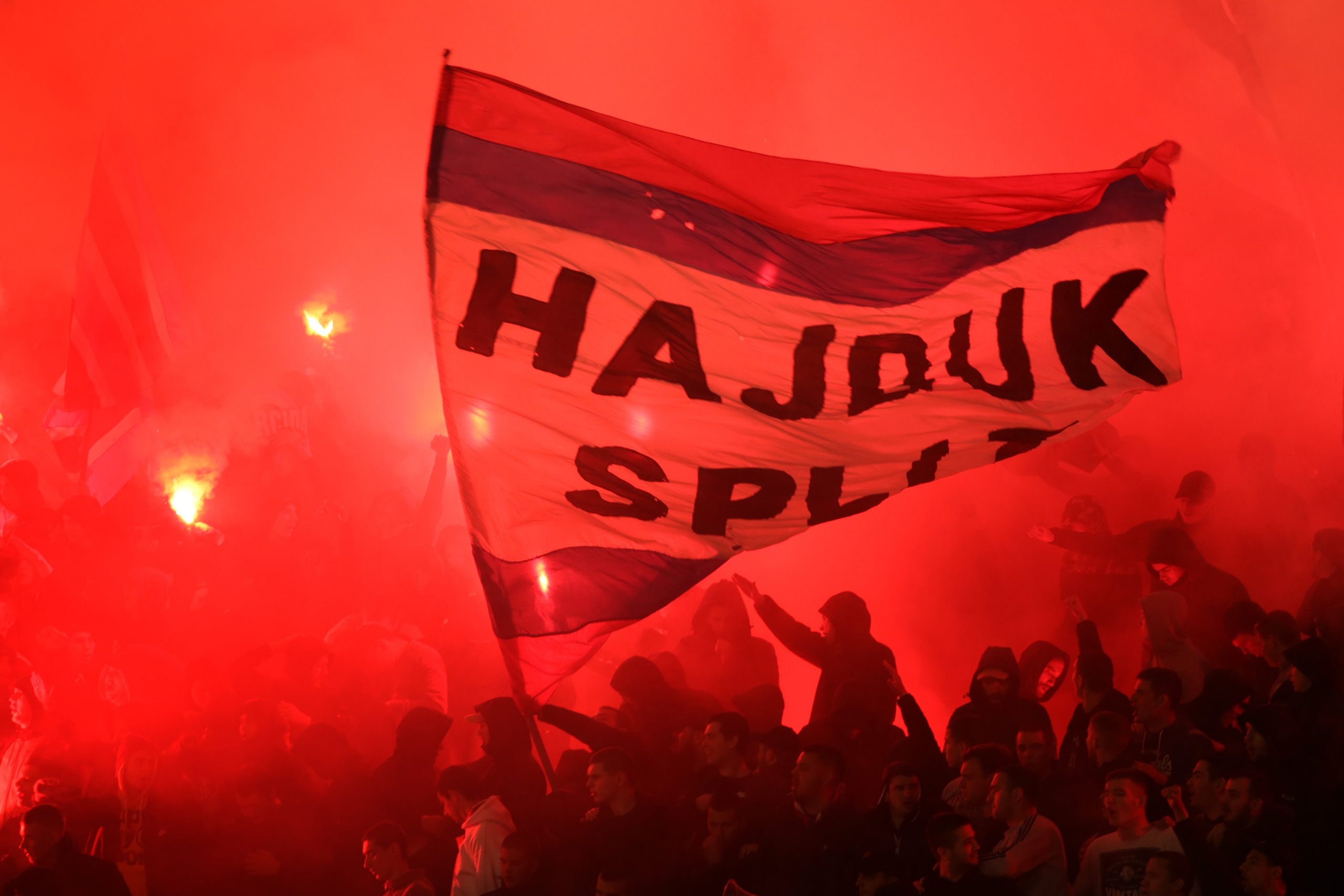 07.04.2019., stadion Poljud, Split - Hrvatski Telekom Prva liga, 28. kolo, HNK Hajduk - NK Osijek. Torcida. 
Photo: Miranda Cikotic/PIXSELL