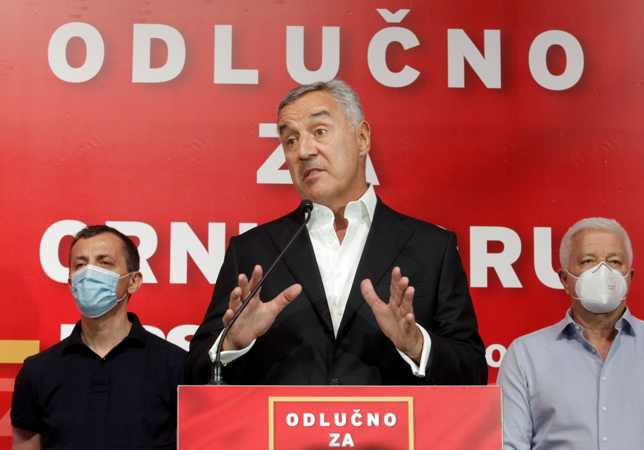 FILE PHOTO: General election in Podgorica, Montenegro FILE PHOTO: Montenegrin President and leader of ruling Democratic Party of Socialists, Milo Djukanovic, speaks to the media after the general election in Podgorica, Montenegro August 30, 2020. REUTERS/Stevo Vasiljevic/File Photo Stevo Vasiljevic