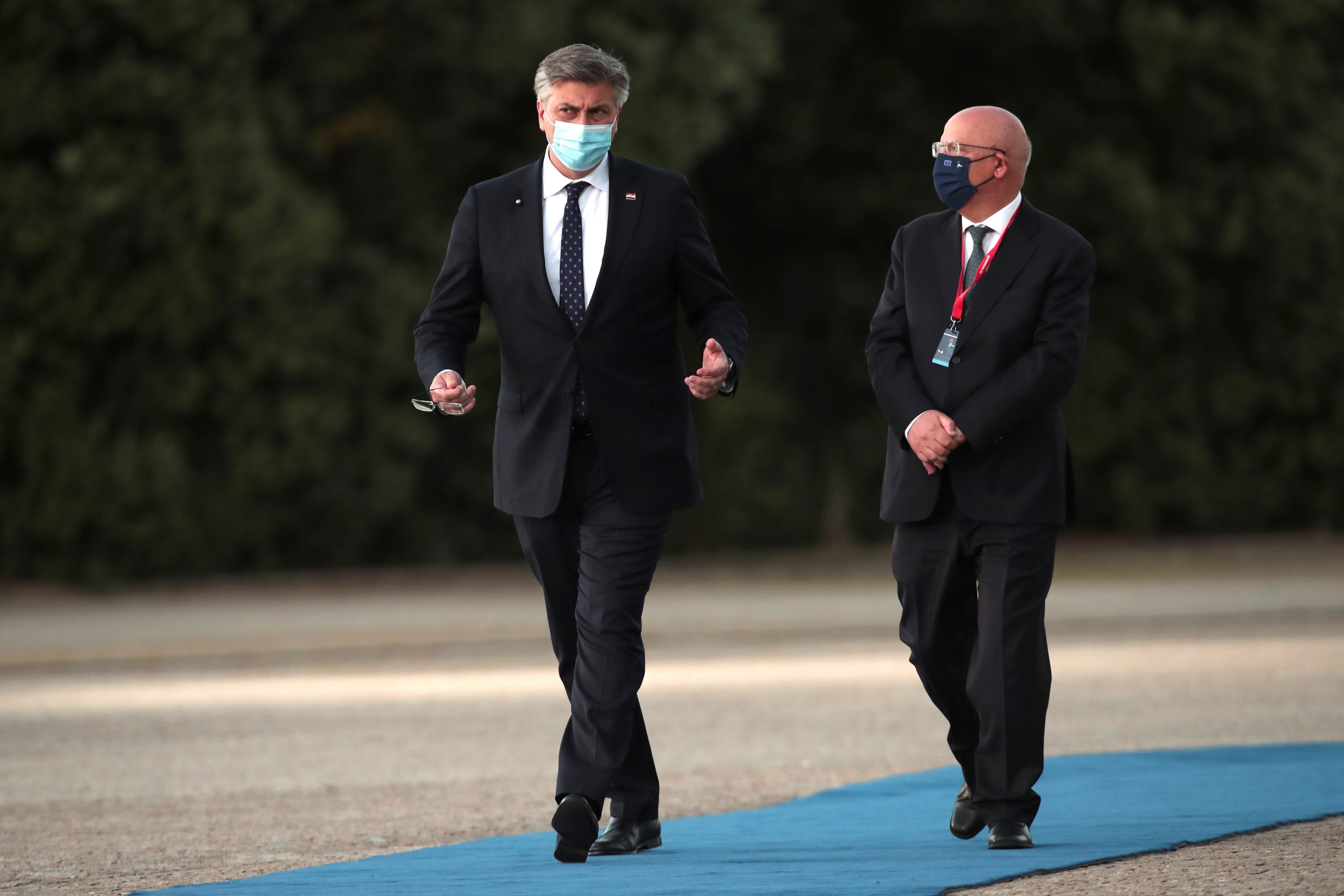 European Social Summit in Porto Croatia's Prime Minister Andrej Plenkovic arrives for an informal dinner event during an EU summit at the Crystal Palace in Porto, Portugal, May 7, 2021. Luis Vieira/Pool via REUTERS POOL
