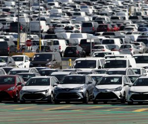 FILE PHOTO: Toyota Motor Manufacturing France resumes operations after five week closure amid the coronavirus disease (COVID-19) outbreak FILE PHOTO: New cars are seen parked at the Toyota Motor Manufacturing France plant as it resumes its operations after five weeks of closure during a lockdown amid the coronavirus disease (COVID-19) outbreak, in Onnaing, France, April 21, 2020.   REUTERS/Pascal Rossignol/File Photo  GLOBAL BUSINESS WEEK AHEAD Pascal Rossignol