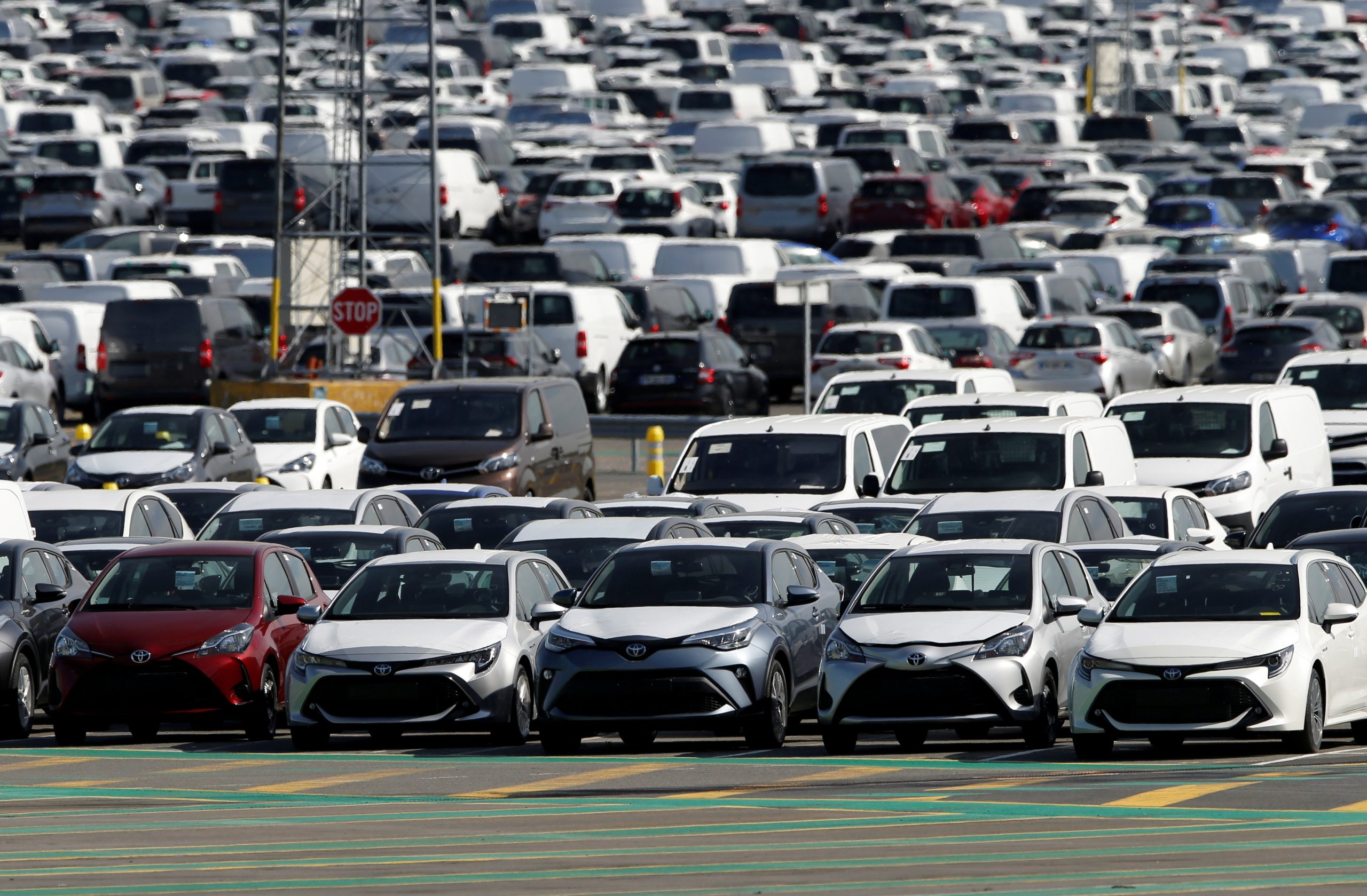 FILE PHOTO: Toyota Motor Manufacturing France resumes operations after five week closure amid the coronavirus disease (COVID-19) outbreak FILE PHOTO: New cars are seen parked at the Toyota Motor Manufacturing France plant as it resumes its operations after five weeks of closure during a lockdown amid the coronavirus disease (COVID-19) outbreak, in Onnaing, France, April 21, 2020.   REUTERS/Pascal Rossignol/File Photo  GLOBAL BUSINESS WEEK AHEAD Pascal Rossignol