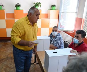 epa09336584 Bulgarian former prime minister Boyko Borissov, the leader of the GERB party, casts his vote at a polling station during the country's parliamentary elections in Sofia, Bulgaria, 11 July 2021. Until the polls close at 8:00 p.m. (5:00 p.m. GMT), voters will be able to choose between 23 parties and alliances, seven fewer than the previous 04 April legislatures, to form the new 240-seat Parliament. Victory will be contested by the conservatives of the Bulgarian Citizens for European Development (GERB), led by former Prime Minister Boyko Borissov, and by There Is Such a People, a political party recently founded by singer and television host Slavi Trifonov.  EPA/VASSIL DONEV