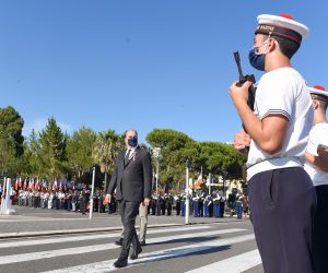 epa09344589 French Prime Minister Jean Castex (C) reviews troops during a military parade to mark the Bastille day in the coastal city of Nice, France, 14 July 2021. Castex visits Nice to attend a ceremony marking the 5th anniversary of a jihadist truck attack, which killed 86 people on Bastille Day on the Promenade des Anglais. A man drove a truck into a crowd, killing 86 people, in an attack claimed by the Islamic State group at a Bastille Day fireworks display.  EPA/NICOLAS TUCAT / POOL MAXPPP OUT