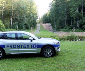 epa09353885 A vehicle of the European Union border agency Frontex  in Kapciamiestis BCU, Lithuania, 19 July 2021. The European Union border agency Frontex is deploying 60 border guards to control the flows of illegal migrants from Belarus crossing the Lithuanian border. Over 1,900 migrants have been detained in Lithuania so far this year. Most of the migrants are from Iraq who have flown to Belarus on direct flights from Baghdad and Istanbul.  EPA/STR