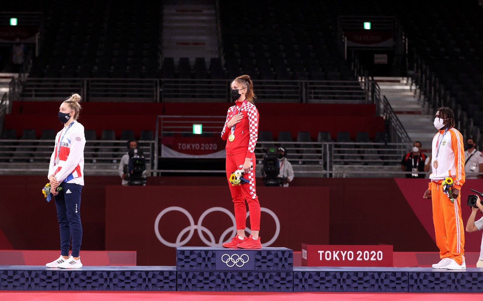 Tokio, 26.07.2021 - Hrvatska tekvondaica Matea Jelic (23) osvojila je naslov olimpijske pobjednice u kategoriji do 67 kilograma na Olimpijskim igrama u Tokiju, u finalu je uspjenija bila od Britanka Lauren Williams sa 25-21.
foto HINA/ Damir SENCAR/ ds
