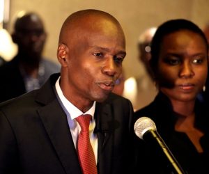 FILE PHOTO: Jovenel Moise addresses the media next to his wife Martine after winning Haiti's 2016 presidential election FILE PHOTO: Jovenel Moise addresses the media next to his wife Martine after winning the 2016 presidential election, in Port-au-Prince, Haiti. Picture taken November 28, 2016. REUTERS/Jeanty Junior Augustin/File Photo Jeanty Junior Agustin