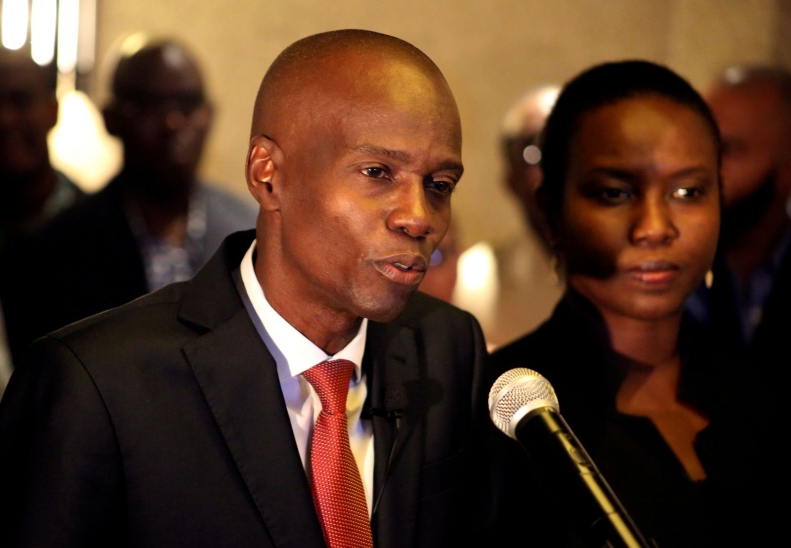 FILE PHOTO: Jovenel Moise addresses the media next to his wife Martine after winning Haiti's 2016 presidential election FILE PHOTO: Jovenel Moise addresses the media next to his wife Martine after winning the 2016 presidential election, in Port-au-Prince, Haiti. Picture taken November 28, 2016. REUTERS/Jeanty Junior Augustin/File Photo Jeanty Junior Agustin