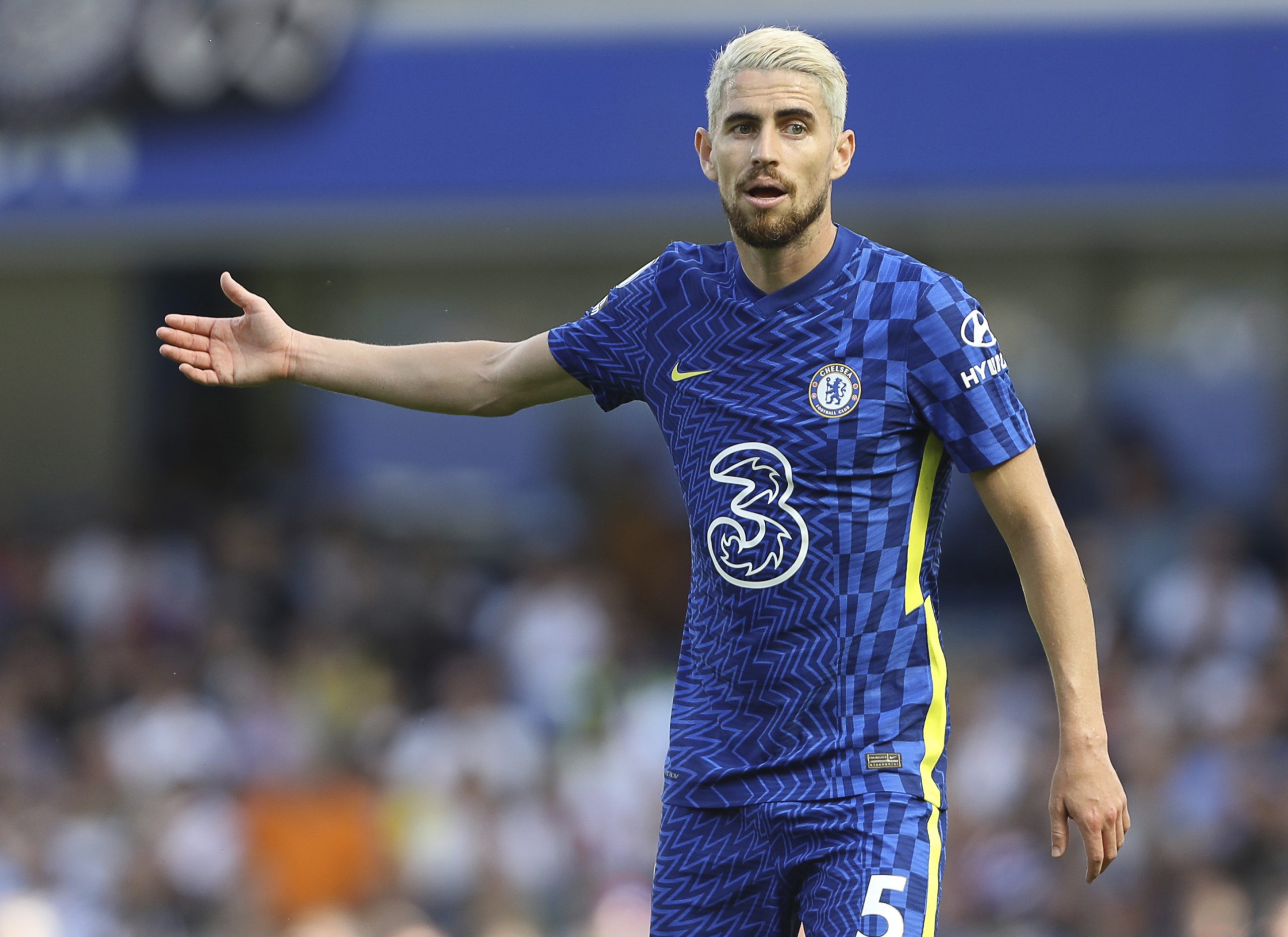 August 14, 2021, London, United Kingdom: London, England, 14th August 2021. Jorginho of Chelsea during the Premier League match at Stamford Bridge, London. Picture credit should read: Paul Terry / Sportimage(Credit Image: © Paul Terry/CSM via ZUMA Wire) (Cal Sport Media via AP Images)