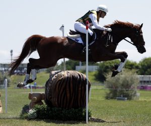 epa09384322 Andrew Hoy of Australia riding Vassily De Lassos competes in the Eventing Cross Country Team and Individual event of the Tokyo 2020 Olympic Games at the Sea Forest Cross Country Course in Tokyo, Japan, 01 August 2021.  EPA/KIYOSHI OTA