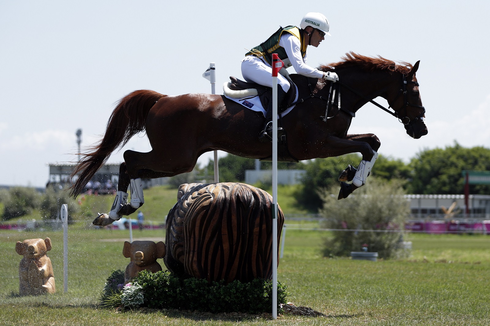 epa09384322 Andrew Hoy of Australia riding Vassily De Lassos competes in the Eventing Cross Country Team and Individual event of the Tokyo 2020 Olympic Games at the Sea Forest Cross Country Course in Tokyo, Japan, 01 August 2021.  EPA/KIYOSHI OTA