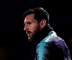 epa09398659 (FILE) - FC Barcelona's striker Leo Messi reacts during a training session of the team held at Joan Gamper Sports City, in Barcelona, Spain, 09 January 2019 (Reissued 05 August 2021). FC Barcelona issued a statement announcing Lionel Messi will not extend his contract with the team due to 'economic and structural obstacles'.  EPA/Alejandro Garcia