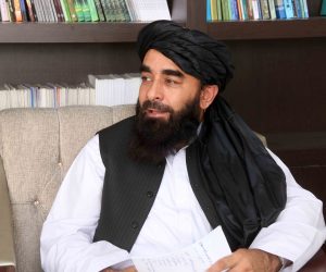 epa09428821 Taliban spokesman Zabiullah Mujahid during an interview at his office in Kabul, Afghanistan, 25 August 2021. Taliban spokesperson Zabiullah Mujahid said the group hopes to reach an agreement of an inclusive government soon. He said that the group wants better relations with international community and hopes that the international community will accept their government.  EPA/AKHTER GULFAM
