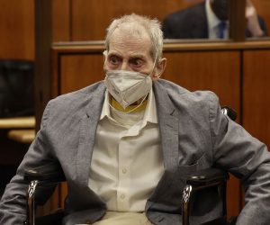 epa09456744 Robert Durst in his wheelchair spins in place as he looks at people in the courtroom as he attends the closing arguments in his murder trial at the Inglewood Courthouse in Inglewood, California, USA, 08 September 2021. Robert Durst is charged with the murder of his longtime friend Susan Bermans in Benedict Canyon just before Christmas Eve 2000.  EPA/AL SEIB / POOL