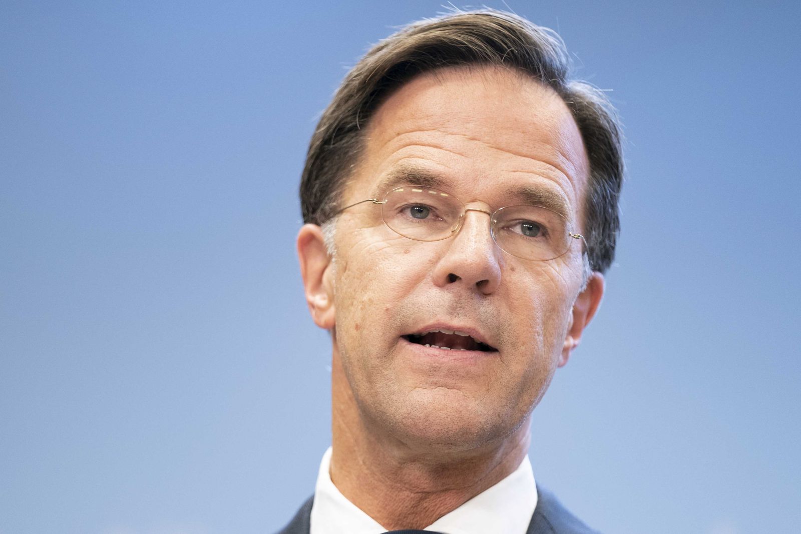 epa09468187 Outgoing Dutch Prime Minister Mark Rutte speaks during a press conference about easing coronavirus pandemic restriction, in The Hague, the Netherlands, 14 September 2021.  EPA/Bart Maat