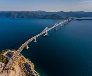 16.08.2021., Komarna - Fotografije iz zraka Peljeskog mosta. Pogled na sjeverni dio mosta. Photo: Zvonimir Barisin/PIXSELL