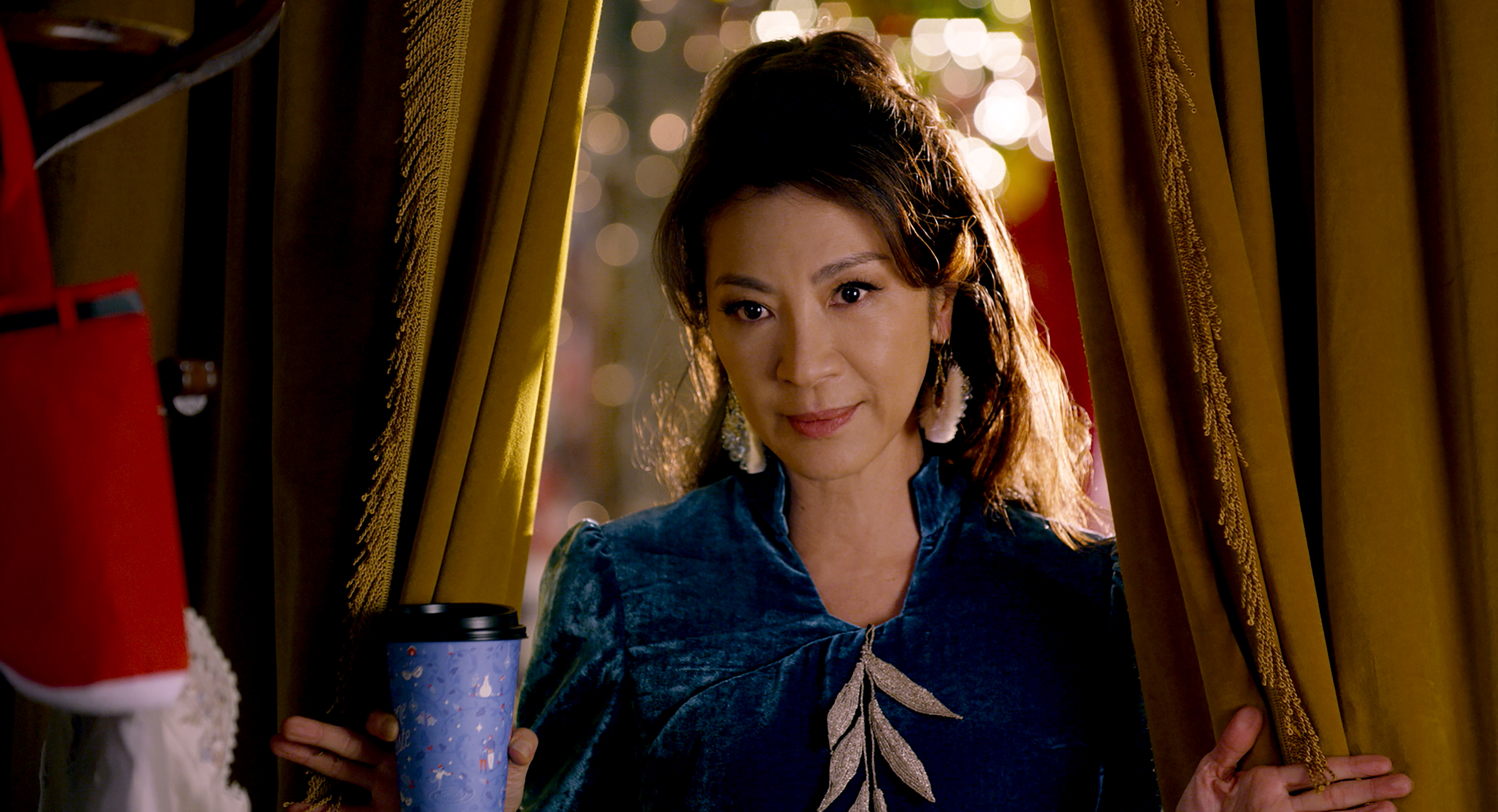 Michelle Yeoh as "Santa" in "Last Christmas," directed by Paul Feig.