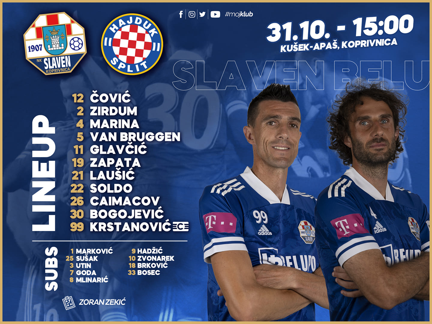 Prva Hrvatska Liga - Početne postave za susret NK Osijek - HNK Hajduk Split  (15:00)