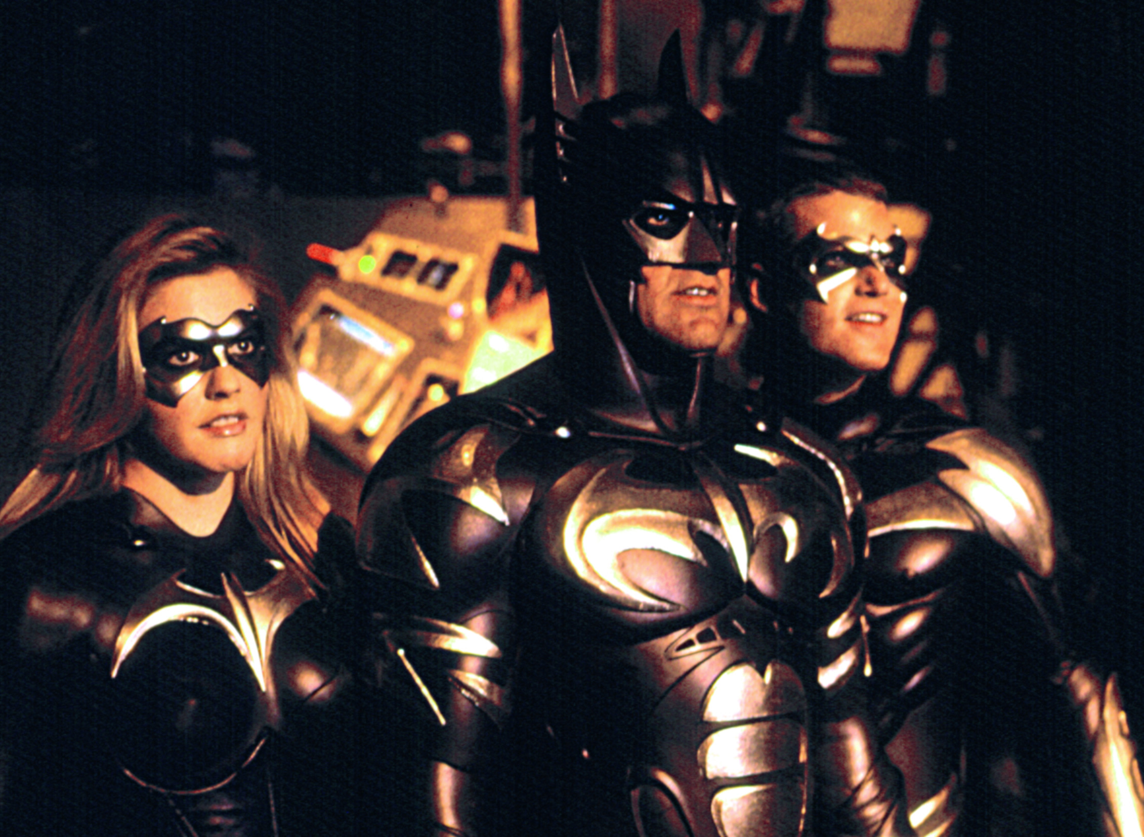BATMAN AND ROBIN, Alicia Silverstone, George Clooney, Chris O'Donnell, 1997, (c)Warner Bros./courtesy Everett Collection