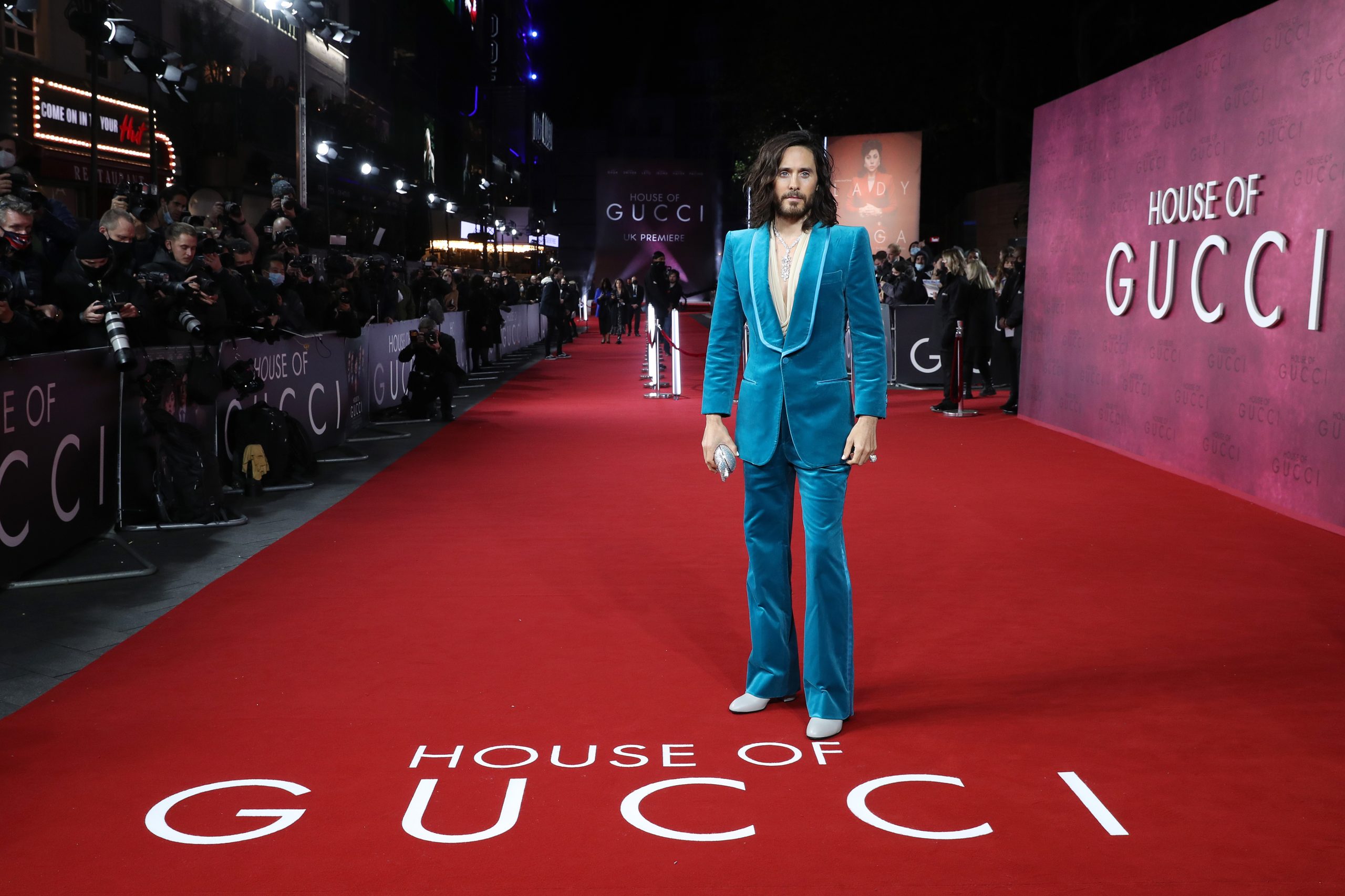 LONDON, ENGLAND - NOVEMBER 09: Jared Leto attends the UK Premiere Of "House of Gucci" at Odeon Luxe Leicester Square on November 09, 2021 in London, England. (Photo by Tristan Fewings/Getty Images for Metro-Goldwyn-Mayer Studios and Universal Pictures )