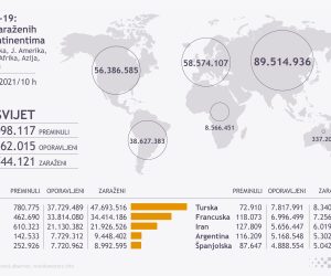 Zagreb, 12.11.2021 - Infografika prikazuje broj zaraenih COVID-19 po kontinentima.
infografika HINA/ ds