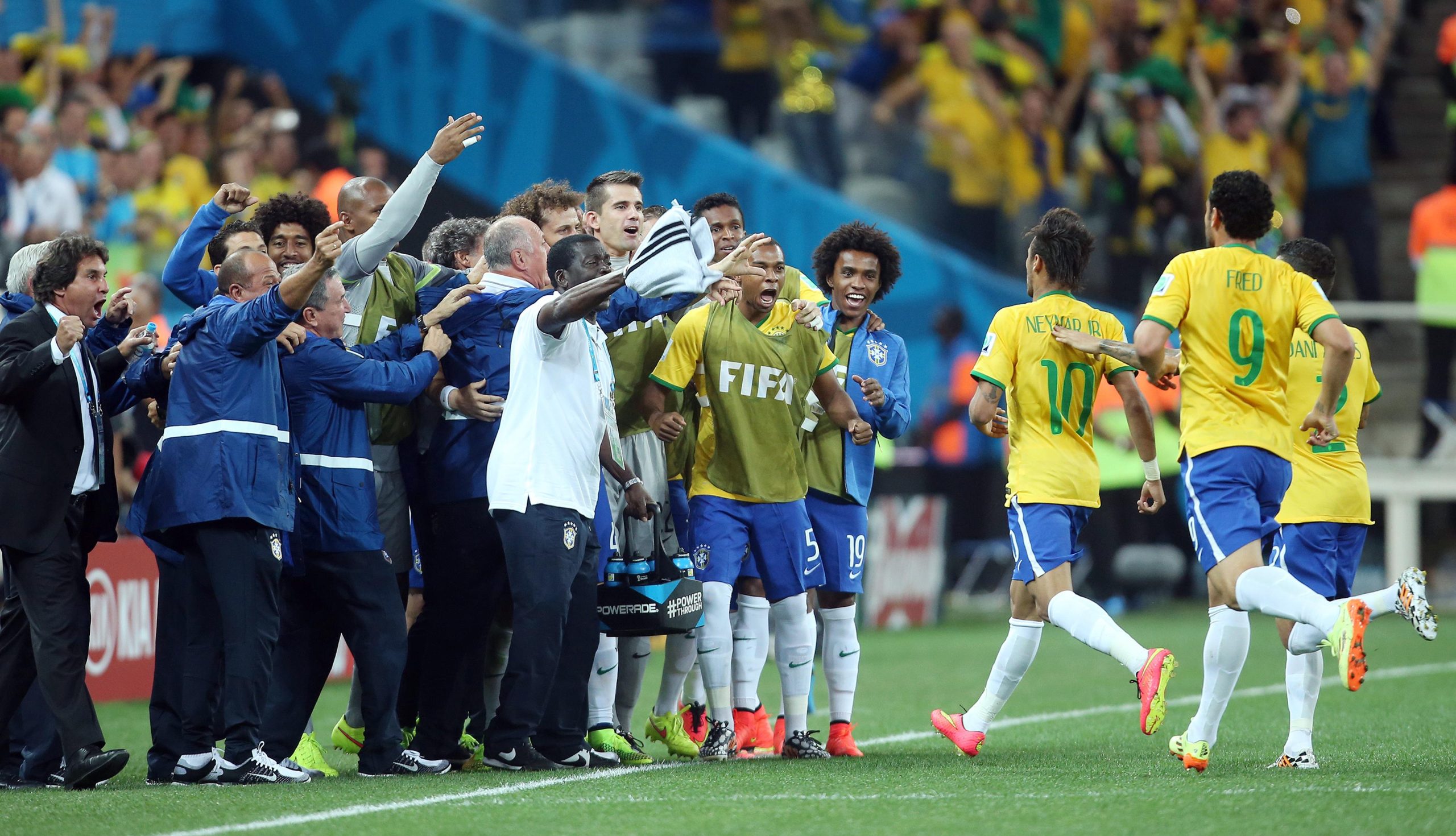 12.06.2014., Sao Paulo, Brazil - Svjetsko nogometno prvenstvo, Brazil - Hrvatska. Slavlje Brazila nakon gola Neymara. 
Photo: Sanjin Strukic/PIXSELL