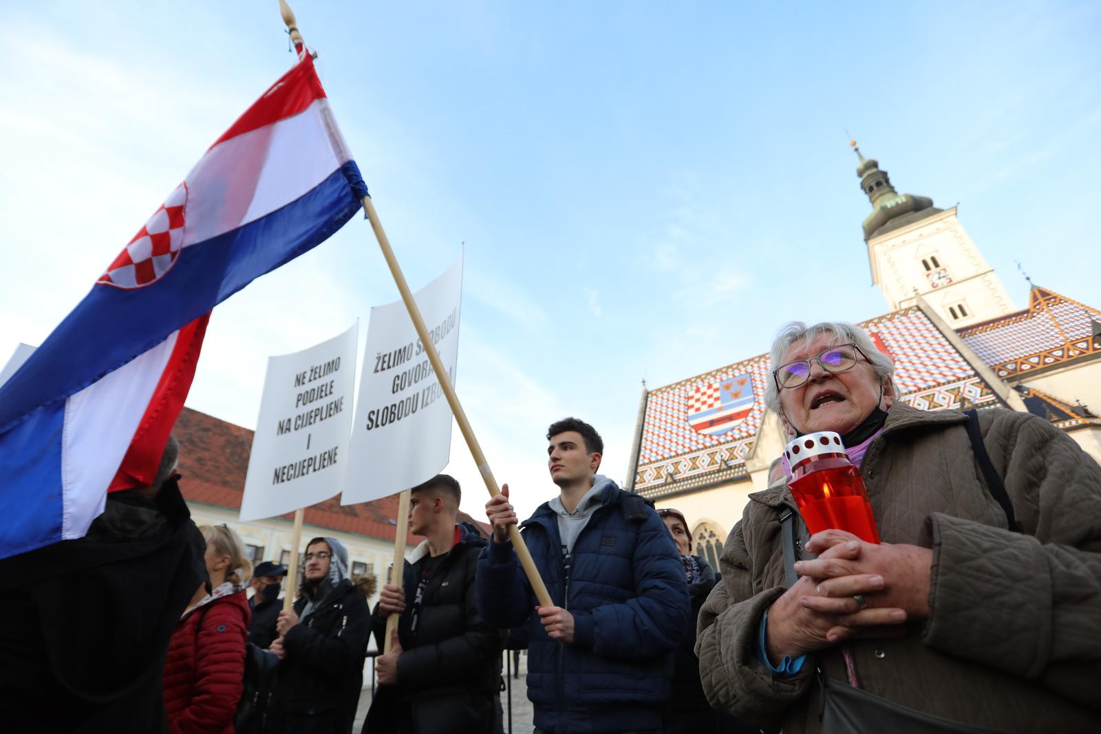 13.11.2021. Zagreb - Udruga Vigilare organizira je prosvjed za ukidanje COVID potvrda na cijelom terirtoriju RH i izglasavanje zakona kojim se zabranjuje ponovno uvodjenje istih