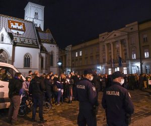 08.11.2021., Zagreb - Na Trgu svetog Marka odrzan je prosvjed zbog sve strozih epidemioloskih mjera.
