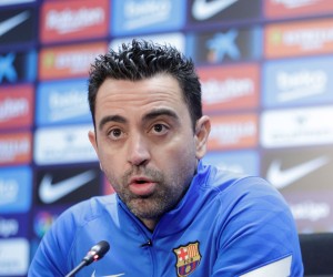 epa09647056 FC Barcelona's head coach Xavi Hernandez attends a press conference at the club's Sports City in Sant Joan Despi in Barcelona, Spain, 17 December 2021, on the eve of their Spanish LaLiga soccer match against Elche CF.  EPA/Quique Garcia