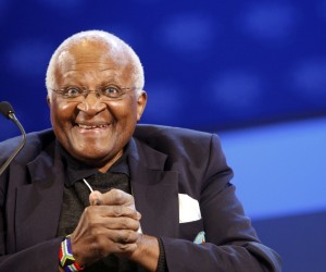 epa09657001 (FILE) - Desmond M. Tutu, Archbishop Emeritus of South Africa, gestures while speaking during the closing session of the the World Economic Forum in Davos, Switzerland, 01 February 2009 (reissued 26 December 2021). Desmond Tutu has died aged 90, the South African presidency said on 26 December 2021. As a leading spokesperson for the rights of black South Africans, Tutu in 1984 received the Nobel Prize for Peace for his role in the opposition to apartheid in South Africa.  EPA/ALESSANDRO DELLA BELLA DATABASE; NO SALES; NO ARCHIVES;
