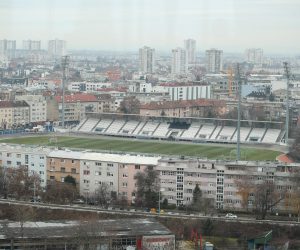 13.12.2021., Zagreb - Pogled na nogometni stadion u Kranjcevicevoj ulici sa 17 kata hotela Westin.
