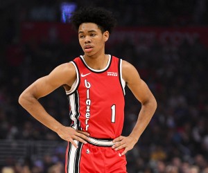 LOS ANGELES, CA - DECEMBER 03: Portland Trail Blazers Guard Anfernee Simons 1 looks on during a NBA, Basketball Herren, USA game between the Portland Trail Blazers and the Los Angeles Clippers on December 3, 2019 at STAPLES Center in Los Angeles, CA. Photo by Brian Rothmuller/Icon Sportswire NBA: DEC 03 Trail Blazers at Clippers PUBLICATIONxINxGERxSUIxAUTxHUNxRUSxSWExNORxDENxONLY Icon191203168