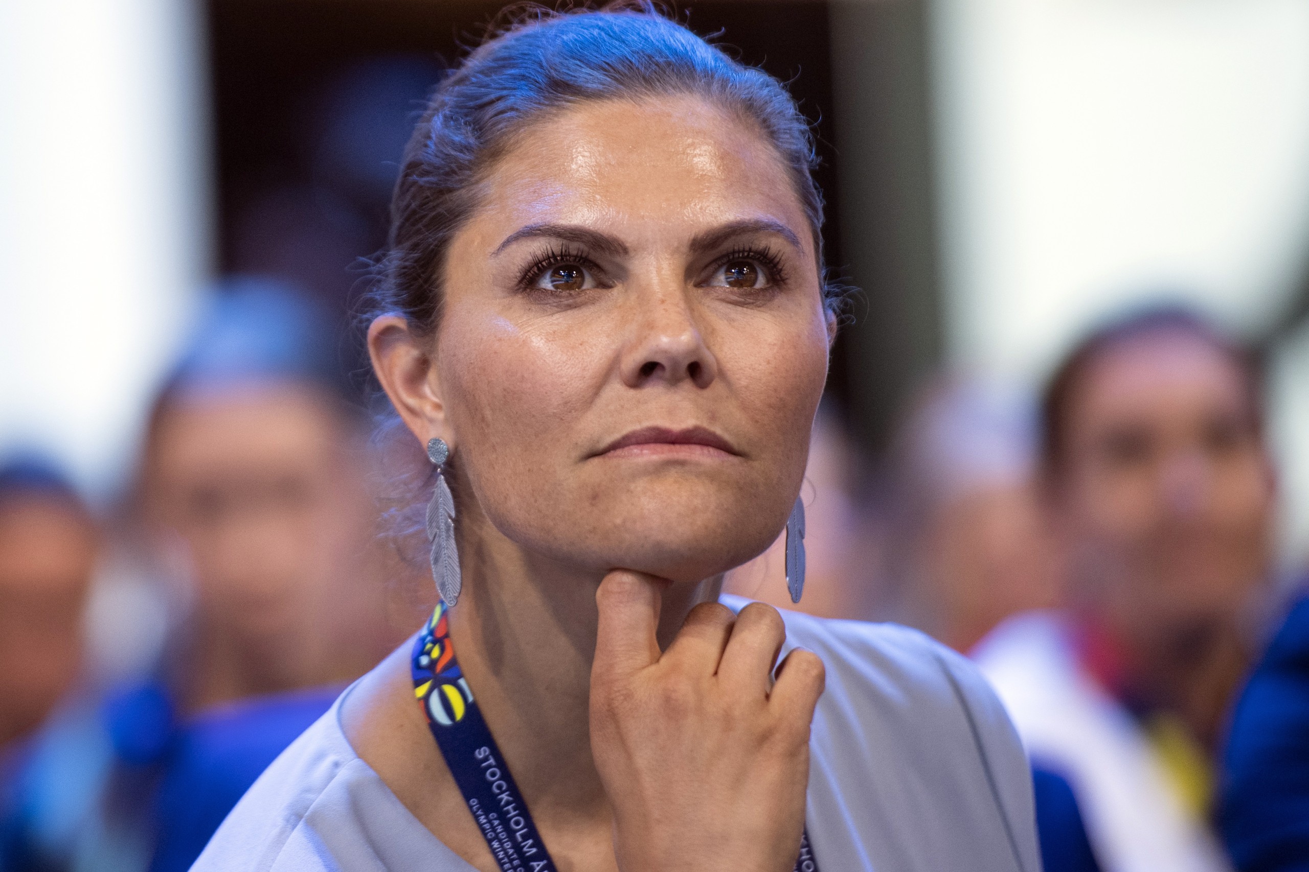epa09673975 (FILE) - Crown Princess Victoria from Sweden, member of the candidate for the Olympic Winter Games 2026 Stockholm-Are delegation, attends the 134th Session of the International Olympic Committee (IOC), in Lausanne, Switzerland, 24 June 2019 (reissued 08 January 2022). According to the Swedish Royal Court, Crown Princess Victoria tested positive for COVID-19.  EPA/JEAN-CHRISTOPHE BOTT