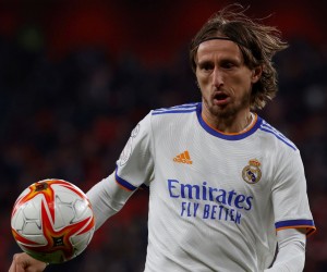 epa09725953 Real Madrid's Luka Modric in action during the Spanish King's Cup quarter final soccer match between Athletic Bilbao and Real Madrid in Bilbao, northern Spain, 03 February 2022.  EPA/Miguel Tona