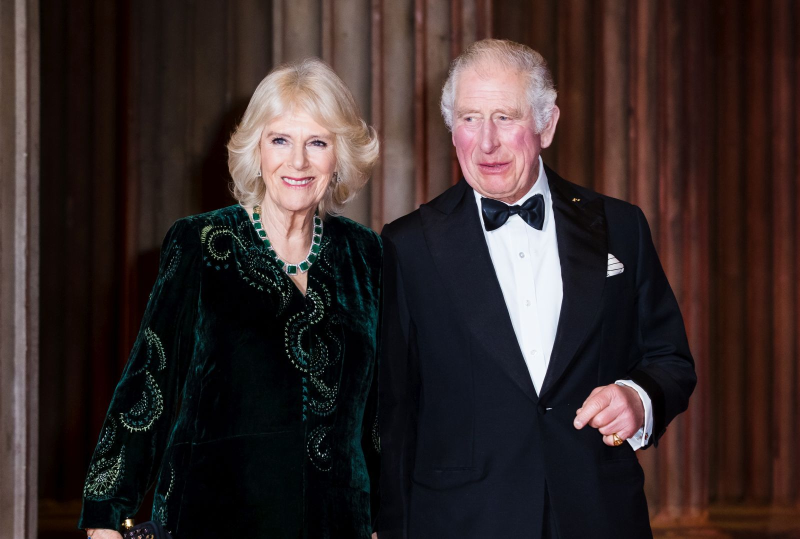 epa09741806 Britain’s Charles, Prince of Wales (R) and Camilla, Duchess of Cornwall (L) arrive for the British Asian Trust Reception at the British Museum in London, Britain, 09 February 2022. The Prince of Wales founded the British Asian Trust in 2007, alongside a group of British-Asian business leaders. The charity works to reduce poverty and disadvantage for communities in South Asia.  EPA/VICKIE FLORES