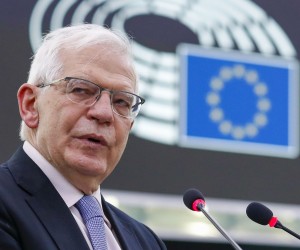 epa09759453 High Representative of the European Union for Foreign Affairs and Security Policy, Josep Borrell delivers a speech on the EU-Africa relations during a plenary session of the European Parliament in Strasbourg, France, 15 February 2022. The session of the European Parliament runs from 14 to 17 February.  EPA/JULIEN WARNAND